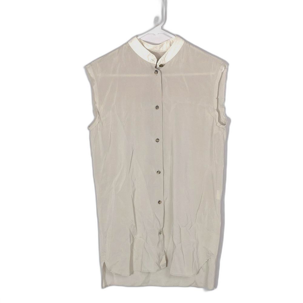 Lanvin Paris Elegant Cream Silk Sleeveless Blouse size 38 US 8